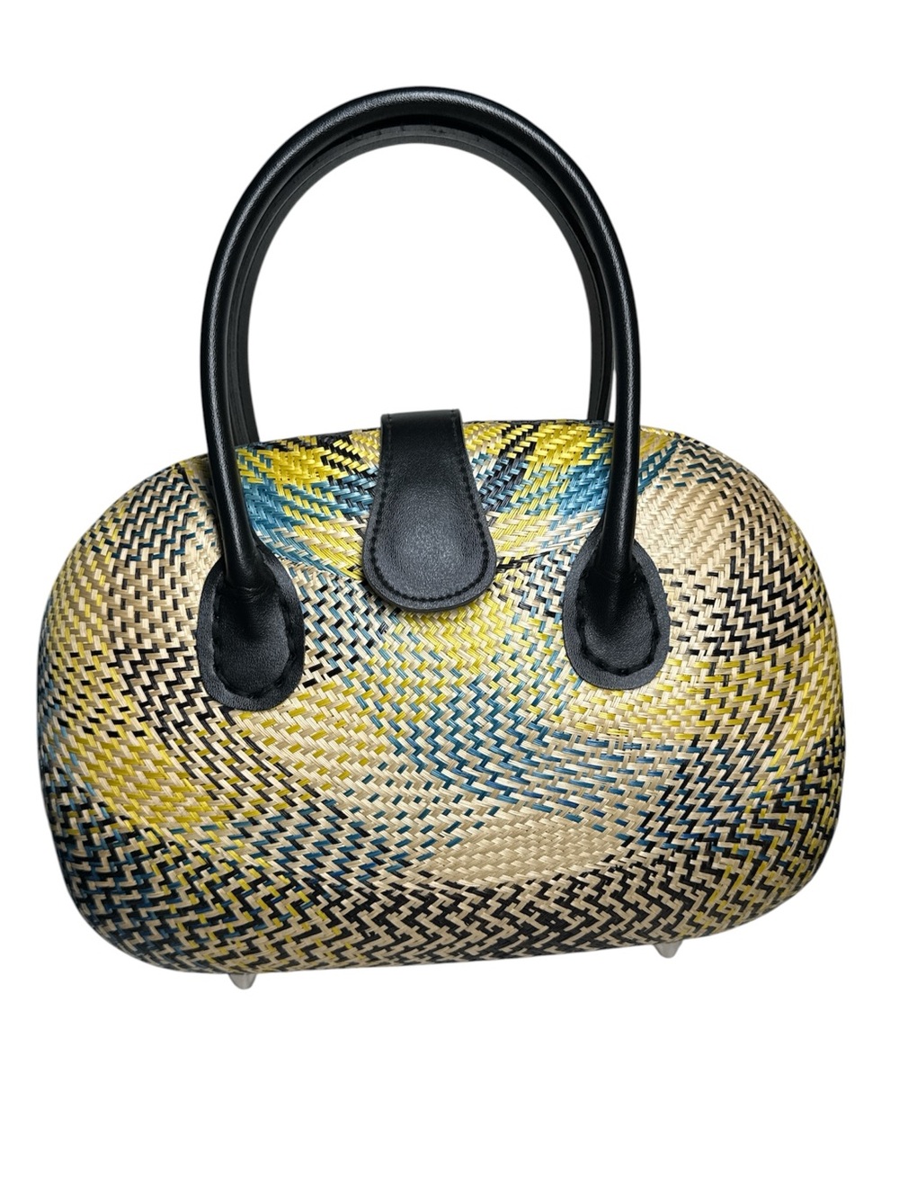 Handwoven Straw Woven Top Handle Barrel Bag Multi Color